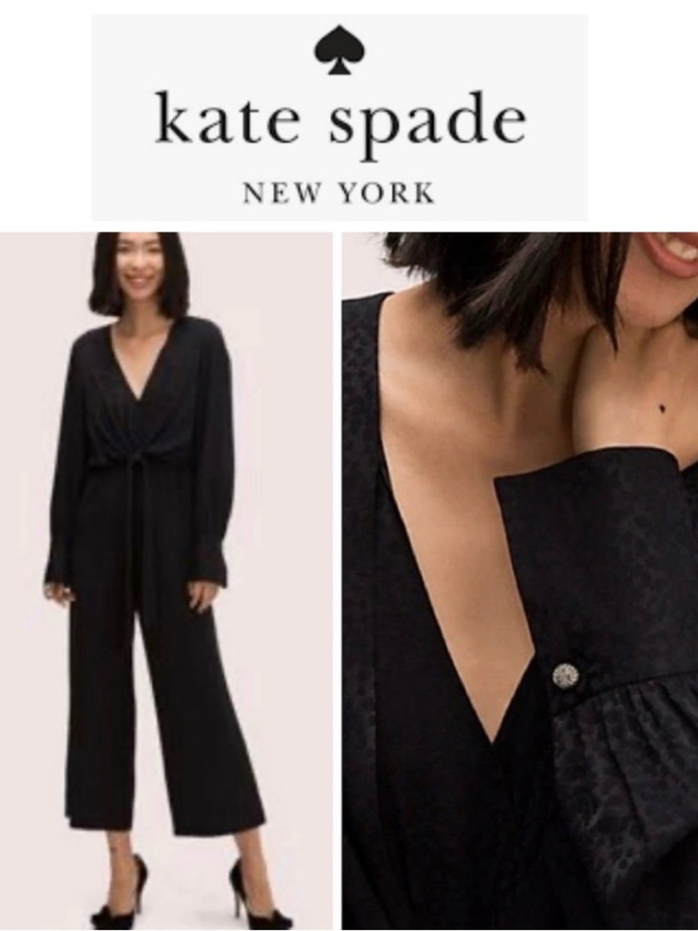 Kate Spade Jacquard Tie Front Jumpsuit